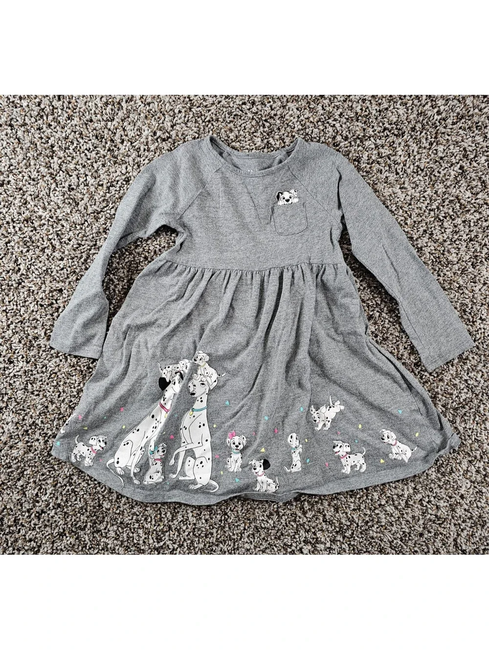 Disney 101 Dalmatians gray long-sleeve Knee Length Dress Toddler Girls Sz 4T